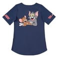 thumbnail image 2 of Tom and Jerry Women's Baseball Jersey Shirt, Classic Printed Cartoon Jersey Shirt Blue - L, 2 of 6