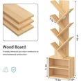 thumbnail image 2 of LEYAOYAO 9-Tier Zigzag Wooden Bookcase with Storage, Free Standing Tree Bookshelf for Office, Natural Oak, 2 of 8