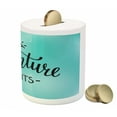thumbnail image 3 of Adventure Piggy Bank, Monochrome Simplistic Lettering on a Abstract Pale Blue Backdrop, Ceramic Coin Bank Money Box for Cash Saving, 3.6" X 3.2", Charcoal Grey and Turquoise, by Ambesonne, 3 of 4