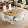 thumbnail image 2 of Dining Room Table Set for 6 Counter Height with White Chairs 7 Piece Modern Rectangular Wood for Farmhouse Kitchen, 2 of 9