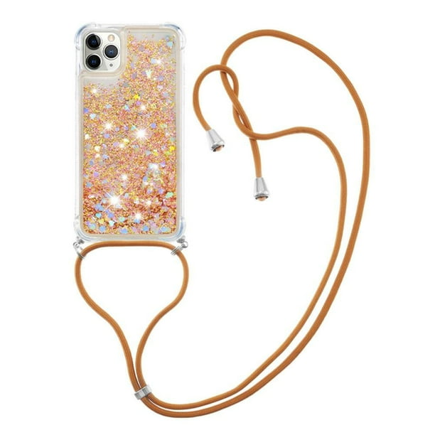 Funda FOXDOCK para iPhone 11 Pro con Cuerda Ajustable, Brillo Líquido, Protección Antigolpes y Lente – Ideal para Regalo