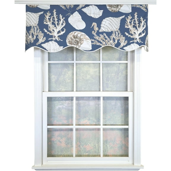 RLF Home 100% Cotton Seascape Provance  Fully lined Windows Rod Pocket Valance 50" x 15"  Blue