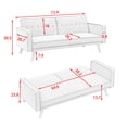 thumbnail image 7 of Convertible Futon Sofa Bed with Pillow, Modern Tufted Linen Upholstered Sleeper Sofa Couch with Adjustable Backrest & Wood Tapered Legs, Folding Loveseat Reclining Sofa, Accent Sofa for Office, Gray, 7 of 7