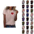 thumbnail image 1 of T-shirt Femme Saint-Valentin 2026 Manches Courtes Col Rond Graphique Cœur d'Amour, 1 of 4