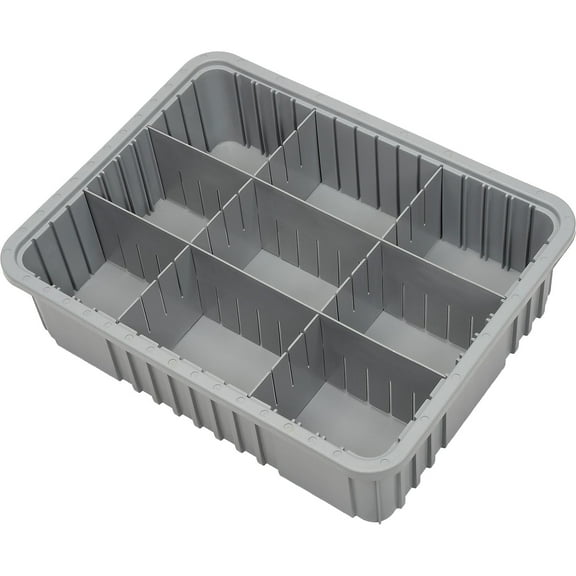 Quantum Storage® Dividable Grid Container, Gray, 22.5"L x 17.5"W x 6"H, Made in USA, 3-Pack