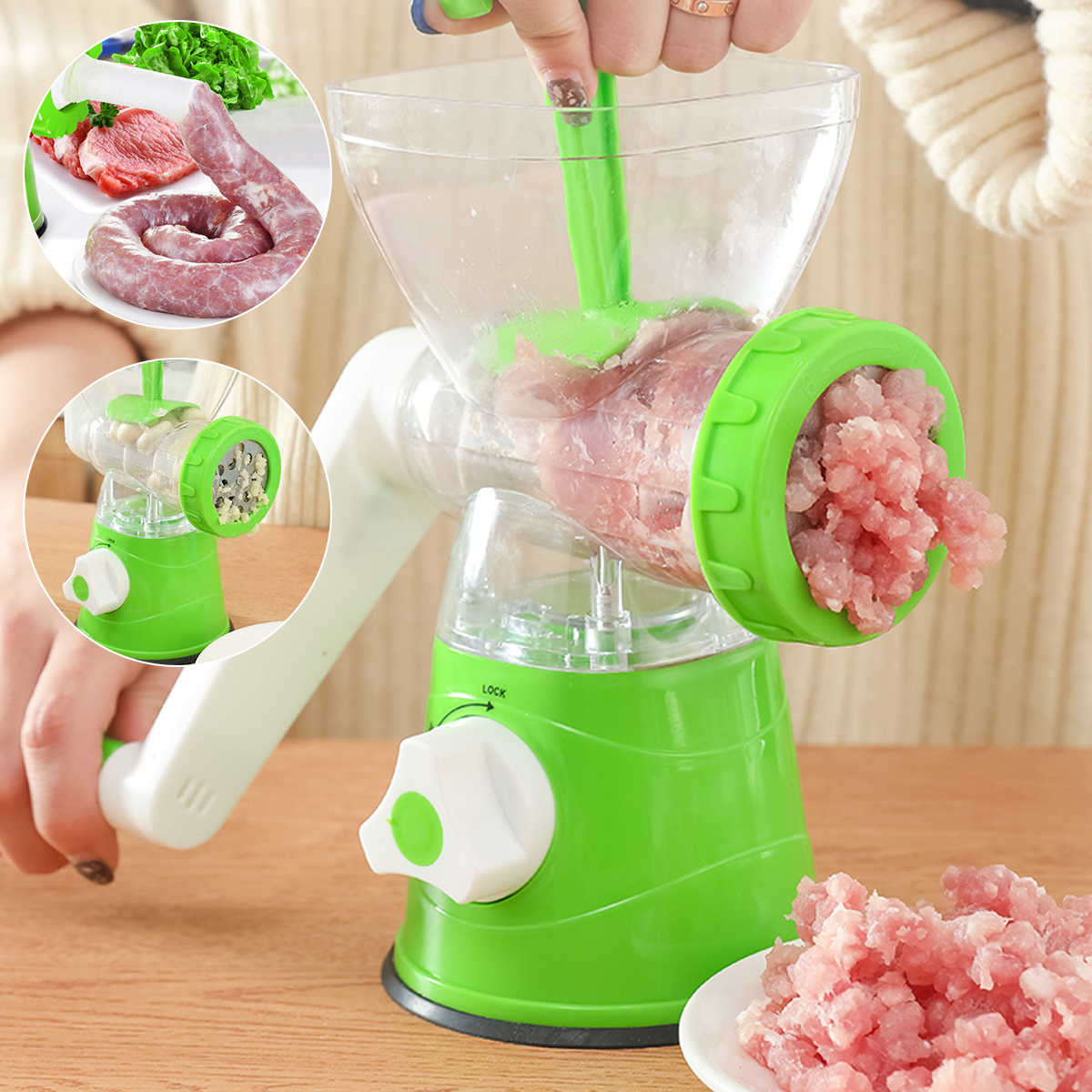 Lieonvis Manual Meat Grinder,Heavy Duty Meat Mincer Sausage Stuffer