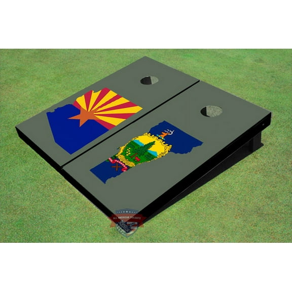 Custom Stained Vermont & Arizona (Choose Any State) Themed Cornhole Boards Set