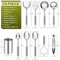 thumbnail image 2 of Cooking Utensils Set, 10-Piece Stainless Steel Kitchen Utensils with Holder, Metal Heat Resistant Kitchen Cookware Tool Spatula Set for Cooking, Easy Clean & Dishwasher Safe, 2 of 4