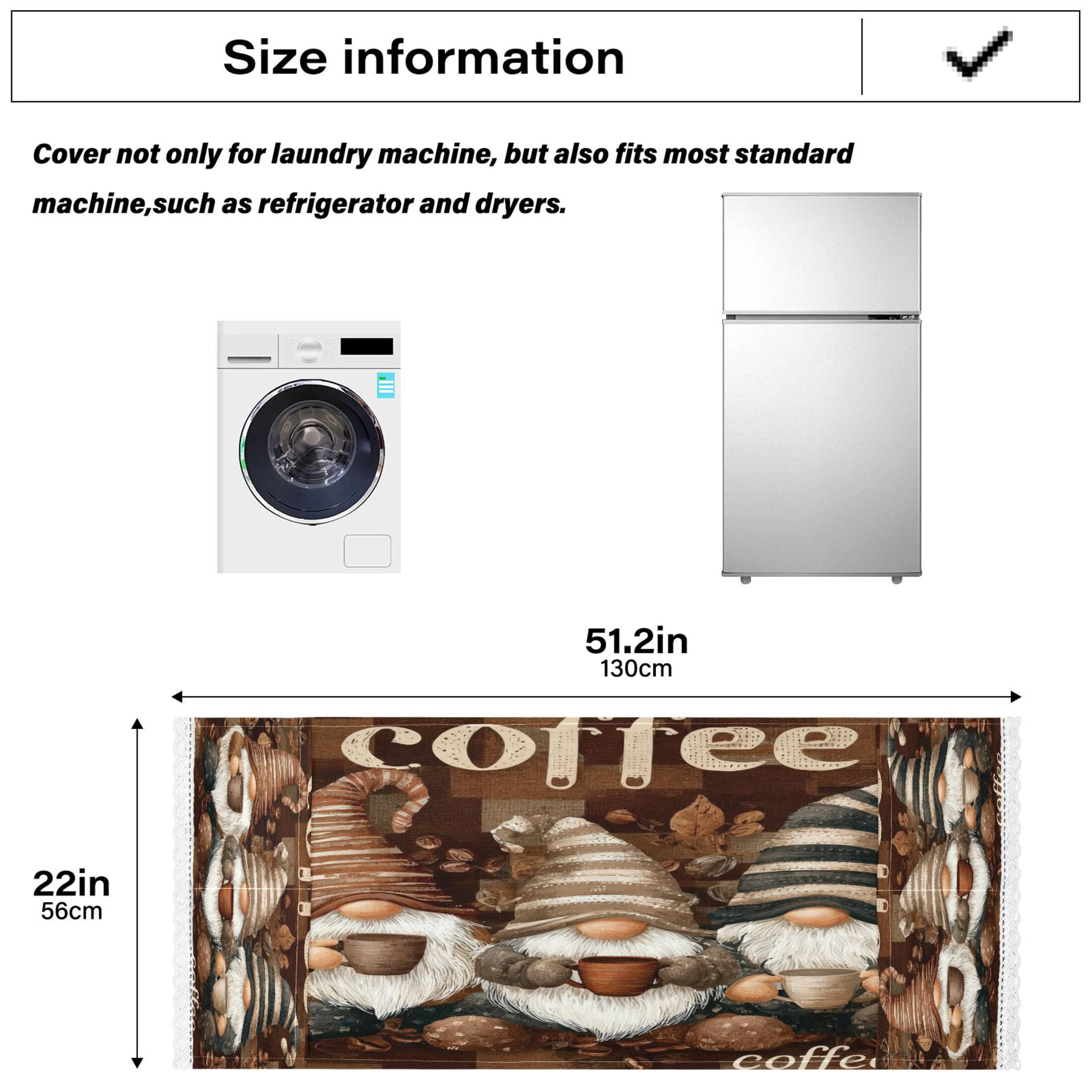 Wobogo Coffee Gnomes Washing Machine Cover Dustproof Washer Dryer Cover Waterproof Laundry Room Decorative Protector