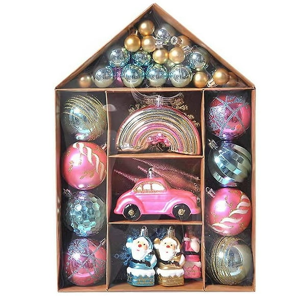 Boule de Noël Ornements Fixés Boules Pendentifs Décoratifs avec Paquet-Cadeau Réutilisable pour Arbre de Noël