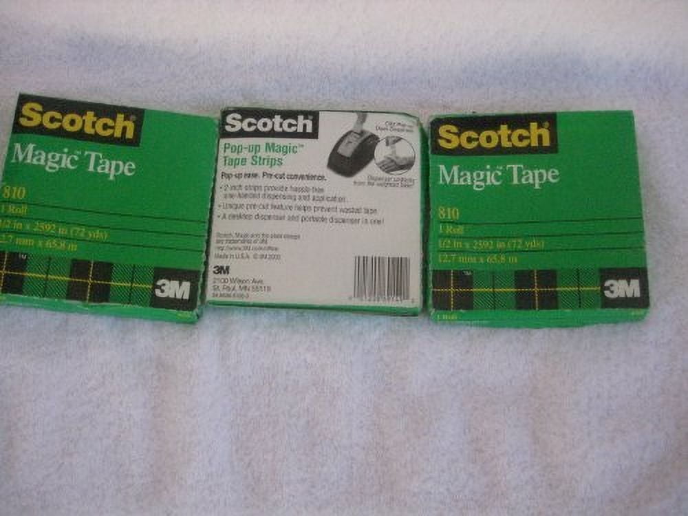 Scotch Magic Office Tape, 1/2" x 72 yards, 3" Core, Clear, 1 Roll Inside Each Pack 3 pack