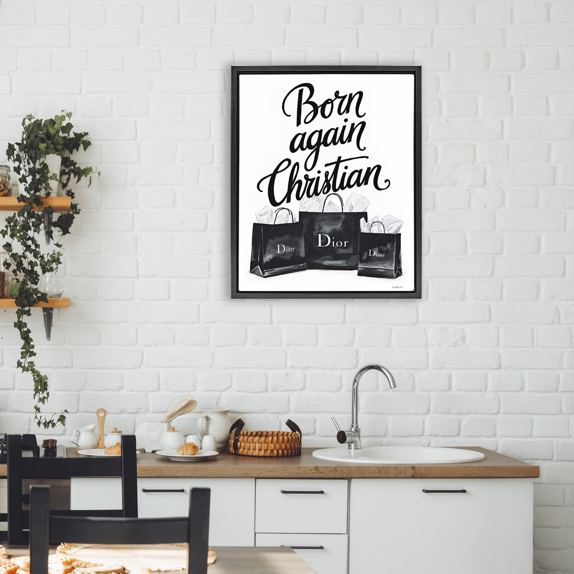 Shopping Born Again Christian Black Framed Floater Canvas Wall Art, design by Amanda Greenwood