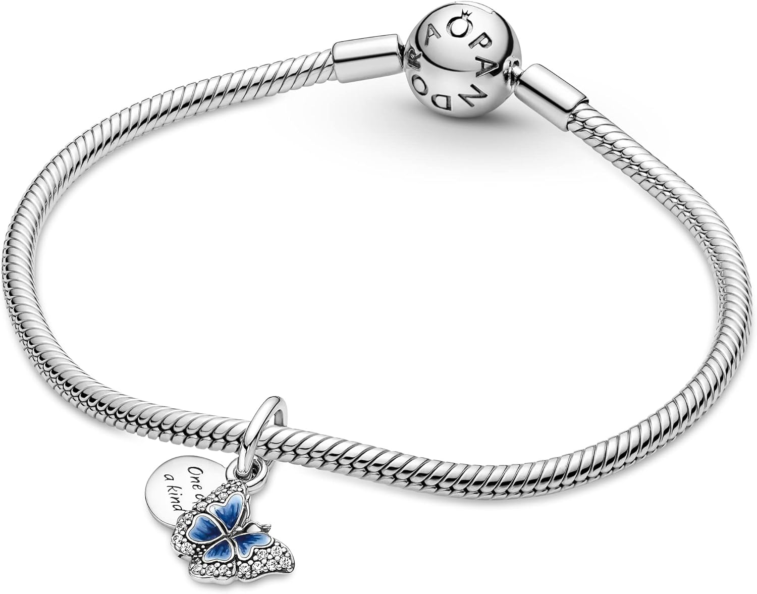 Pandora Moments Blue Butterfly Quote Double Dangle Charm