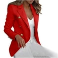 thumbnail image 2 of Qetyuw Casual Blazer for Women Plus Size Long Sleeve Coat Button Decoration Lapel Office Work Jacket Outwear, 2 of 7