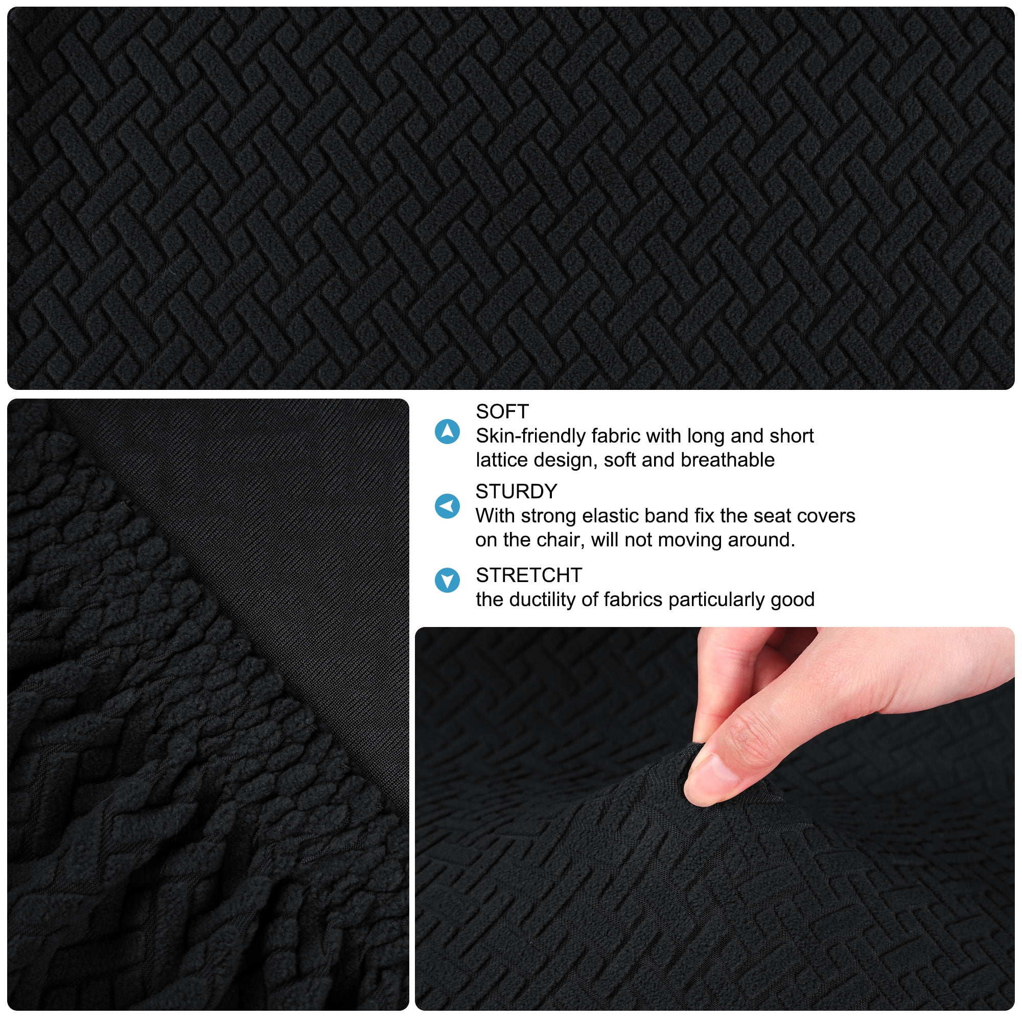 Unique Bargains Bar Stool Covers for Bar Counter Short Back Chair Slipcovers Black 4 Pcs