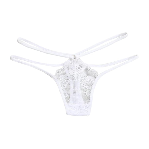 Gibobby Bikini elástico algodón Mujeres sexy cintura fina tanga ropa interior cómoda lencería (Blanco, L)