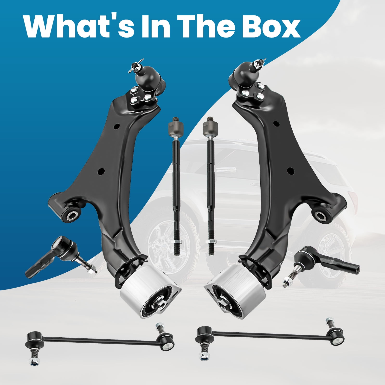 maXpeedingrods 8Pcs Front Suspension Kit for Chevrolet Equinox/GMC Terrain 2010-2017 Lower Control Arms + Sway Bar Links Outer Inner Tie Rods