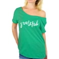 thumbnail image 1 of Awkward Styles Thanksgiving T-Shirt Grateful Off Shoulder Tops for Women, 1 of 4