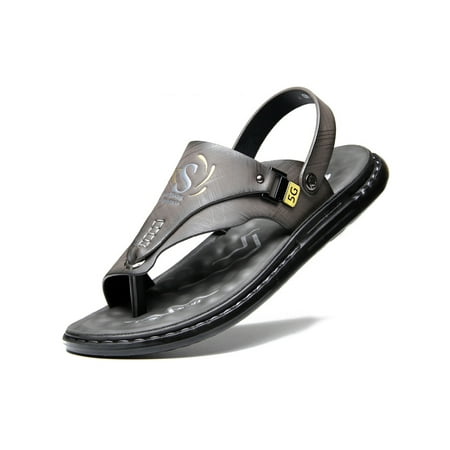 

Daeful Mens Flip-flops Summer Flat Sandal Slip On Thongs Sandals Men Soft Sole Lightweight Comfort Beach Shoes Clip Toe Gray 8