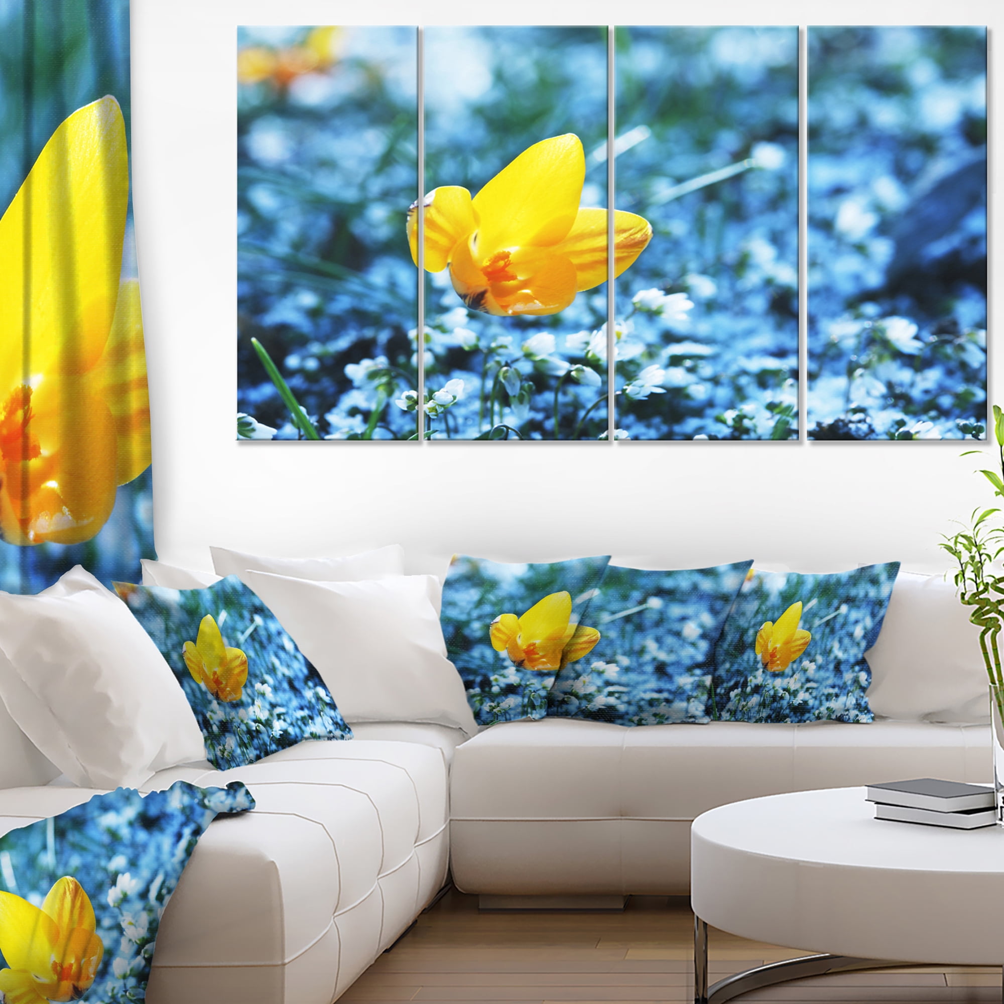 Beautiful Yellow Flower on Blue Floral Art Canvas Print Walmart Canada