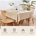thumbnail image 4 of Faux Linen Rectangle Tablecloth Heavy Duty Wrinkle Resistant Fabric Table Cloths 60 x 102 Inch Beige Farmhouse Oblong Table Cover for Kitchen Dining Indoor Outdoor Tabletop Decoration, 4 of 6