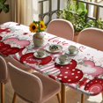 thumbnail image 3 of Pink Valentines Day Table Cloths for 8 Foot Rectangle Tables, Love Heart Eucalyptus Botanical Patio Waterproof Elastic Fitted Tablecloths, Washable Rectangular Table Cover for Camping, 3 of 8