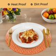 thumbnail image 4 of Modern Orange Round 13 Inch Placemats Set of 8, Abstract Ombre Geometric Morocco HeatResistant Non Slip Place Mats for Dining Table, Wipeable Braided Kitchen Table Mats for Housewarming, 4 of 9