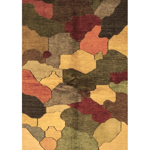 Ahgly Company Indoor Rectangle Abstract Brown Modern Area Rugs, 2' x 3'
