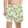 thumbnail image 4 of Bainana Shorts For Boys Child Coconut Print Elastic Waist Straight Leg Shorty Leisure Soft Kids Summer Beach Wear 10-12 Years Light Green, 4 of 4