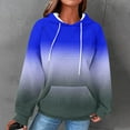 thumbnail image 2 of QQAMB Sweatshirts for Women Waffle Color Block Drawstring Long Sleeve Hoodies Sweatshirts with Pocket Blue S, 2 of 5