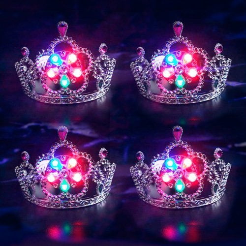 LED Tiaras 5 Lights Multicolor Light up Tiara (4Pack), Package