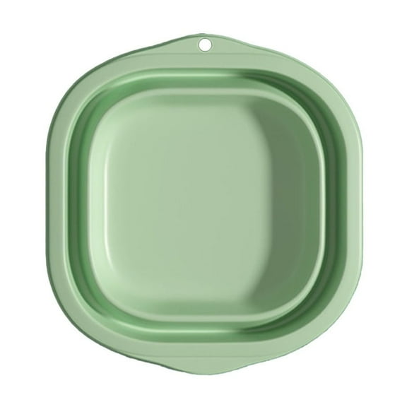 Green Foldable Basin Collapsible Dish Pan Kitchen Sink Portable Camping Barbecue Prep Laundry Foot Bath Bucket For Outdoor Indoor Use Home Travel
