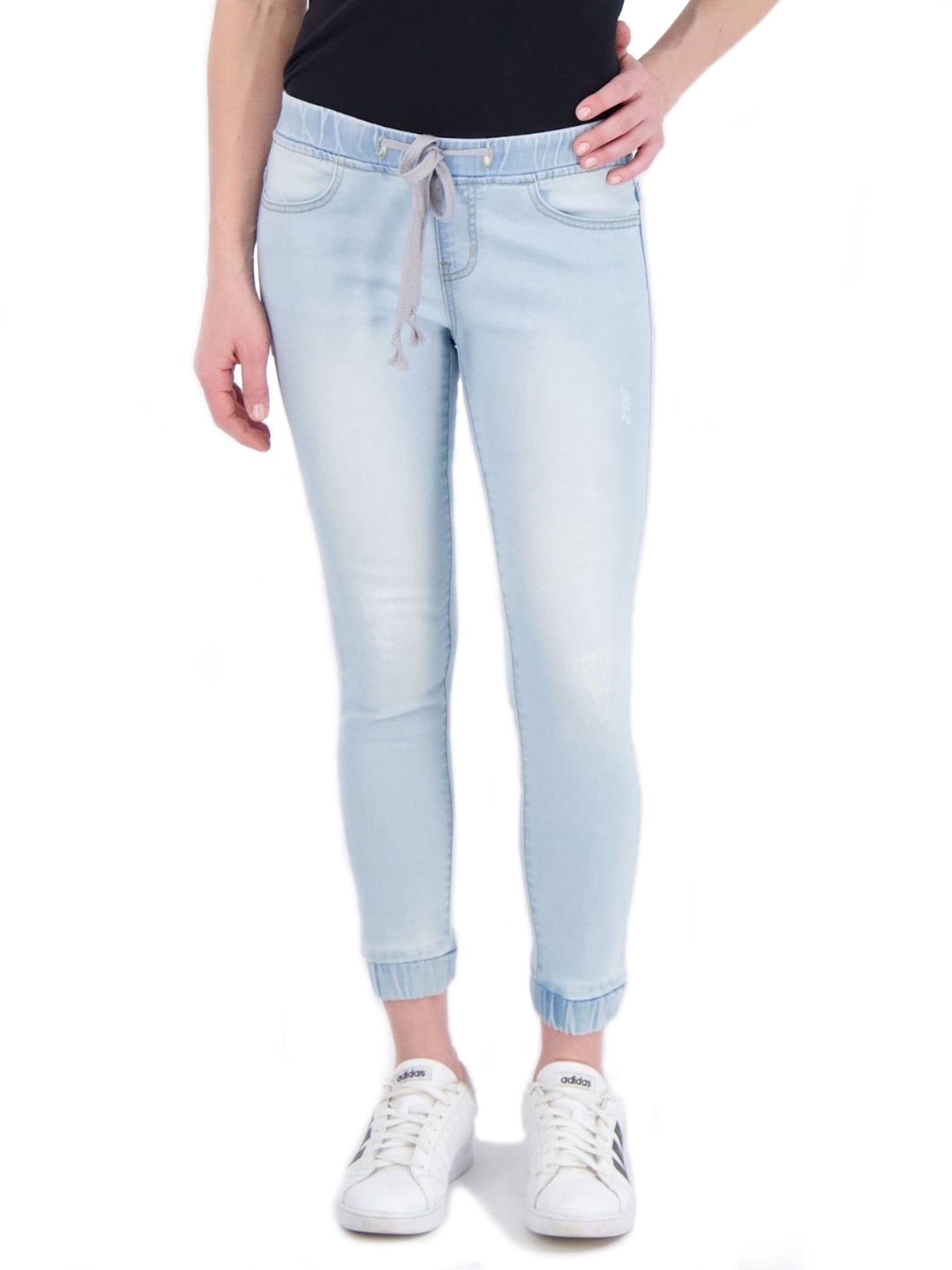 Gogo Jeans Women's Juniors Tie Waist Denim Jogger - Walmart.com