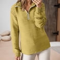 thumbnail image 4 of Quarter Zip Pullover Women 2025 Fall Winter Long Sleeve Jacquard Collared Plain Sweatshirt Pullover Tops, 4 of 7