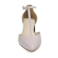 thumbnail image 6 of Journee Signature Womens Genuine Leather Cameela Buckle Low Stacked Heel Almond Toe Pumps, 6 of 8