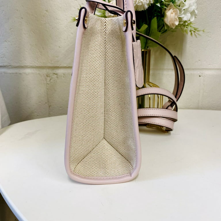 Michael Kors Mirella Small Powder Blush Canvas Shopper Crossbody Handbag  Purse