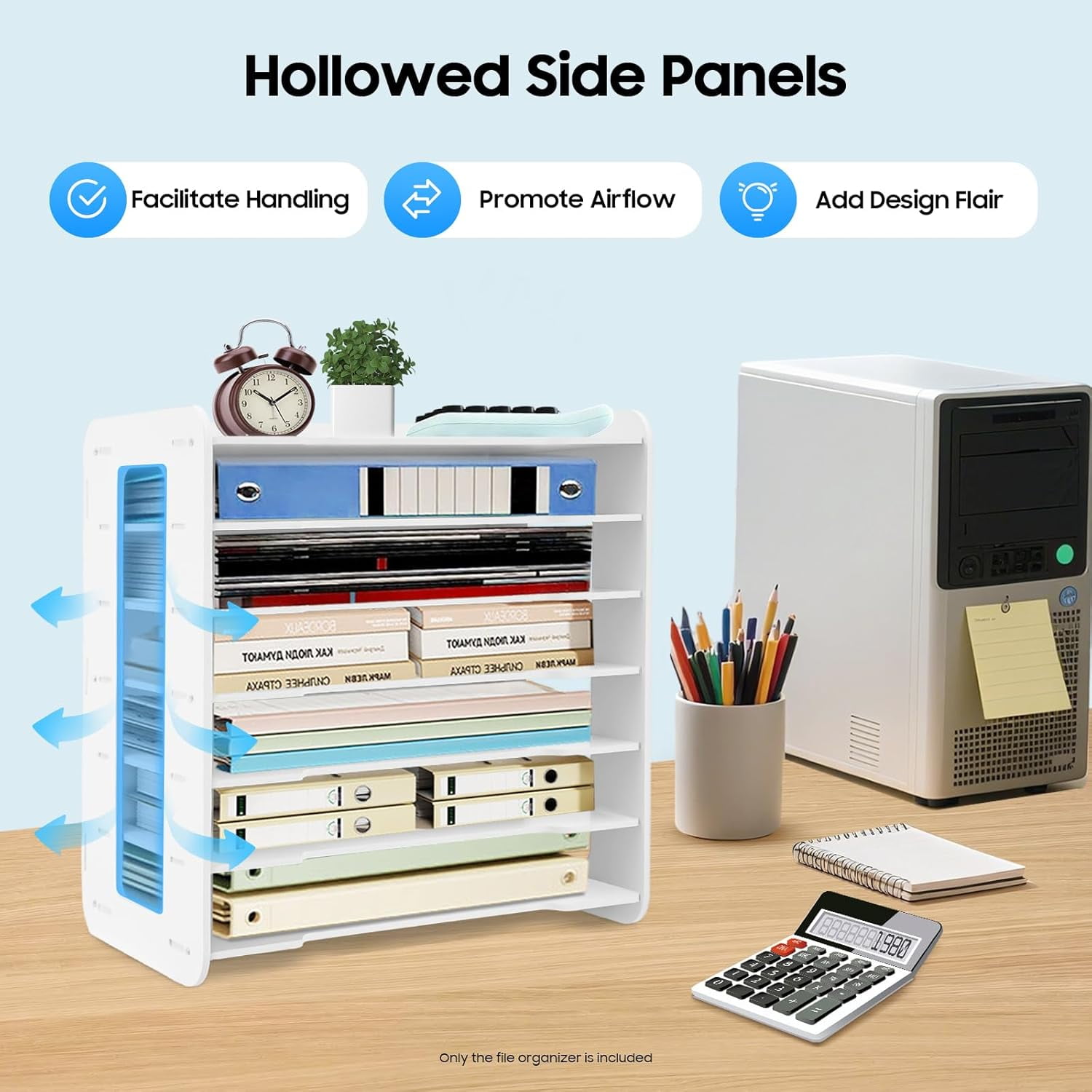 Desk File Organizer 7 Tier Paper Organizer Letter Tray Document Paper Sorter Storage Rack for Letter/A4 Office File Folder