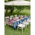 thumbnail image 3 of Outdoor Tablecloth with Umbrella Hole and Zipper, Independence Day Rectangle Table Cloth 60x102 Inch Waterproof Tablecloth, Farmhouse American Flag Butterflies Wood Picnic Table Cover for Patio, 3 of 7