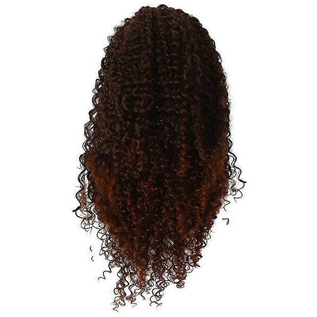 Peluca de cabello rizado de 16 pulgadas, de fibra química, tejida a mano, para mujeres europeas y americanas, color marrón.