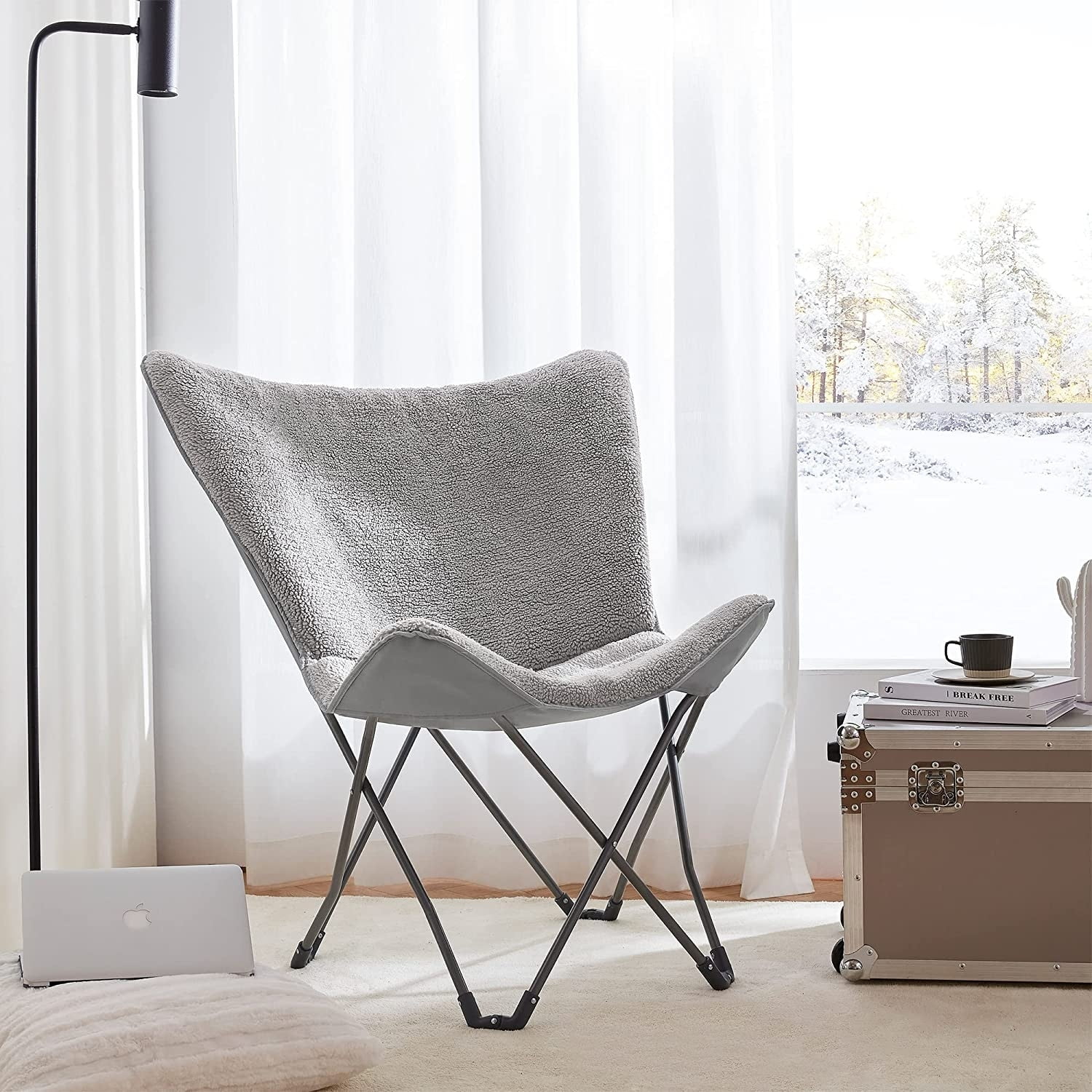 DormCo Oversized Butterfly Chair Comfy Cozy Classic Gray