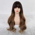 thumbnail image 4 of 65cm Air Bangs Gran volumen Negro Marrón Degradado dorado con red rosa Wmkox8yii hjk2652, 4 of 9