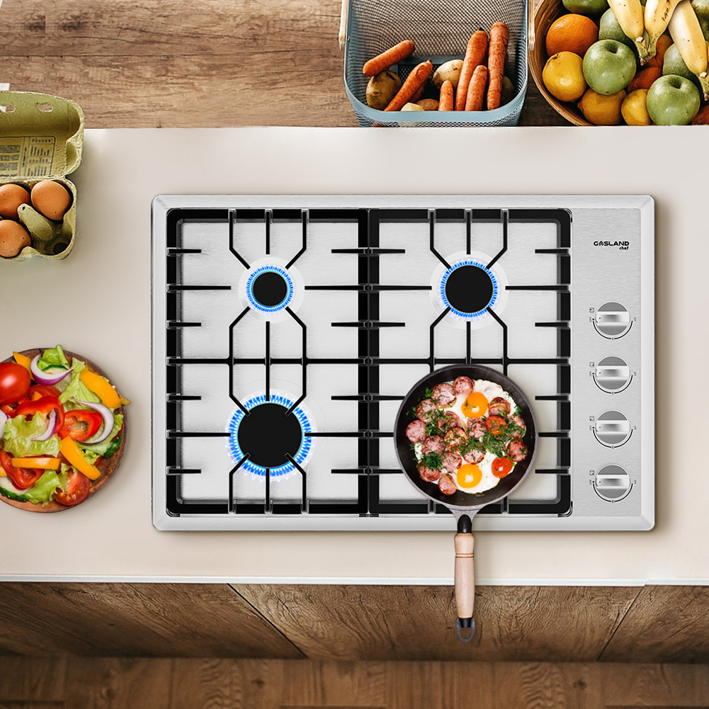 GASLAND 4 Burners Gas Cooktop, 30 inch Drop in Gas Stove Top, NG/LPG Convertible