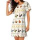 thumbnail image 2 of Balery Funny Chicken Camisón de manga corta con cuello redondo para mujer, cómodo y elegante., 2 of 6