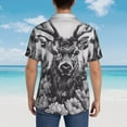 thumbnail image 6 of Goofa Monochrome Deer Floral Hawaiian Shirt for Men, Unisex Summer Beach Casual Short Sleeve Button Down Shirts,Aloha Tropical Floral print shirt-Large, 6 of 9