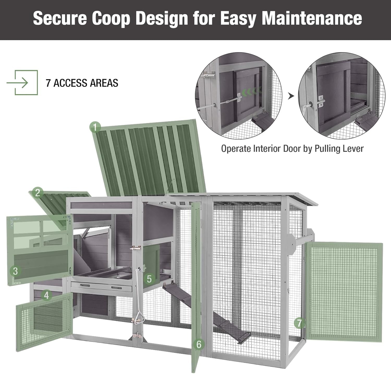 Aivituvin 78.4"Large Chicken Coop with Run, Mobile Portable Hen House Poultry Cage for 4-6 Chickens with Wheels, Nesting Box, Metal Tray, Waterproof