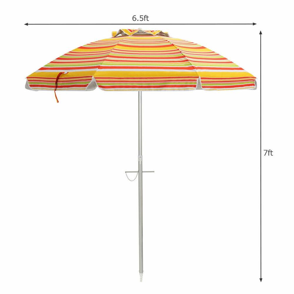 6.5FT Patio Beach Umbrella Sun Shade Tilt Aluminum Sports Portable Carry Bag - image 3 of 9
