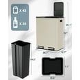 thumbnail image 3 of TLSUNNY 16 Gal Dual Trash Can, Stainless Steel Step Kitchen Garbage Bin, Recycle Dustbin with Odor Control Box, Inner Buckets, for Home Office, 3 of 9