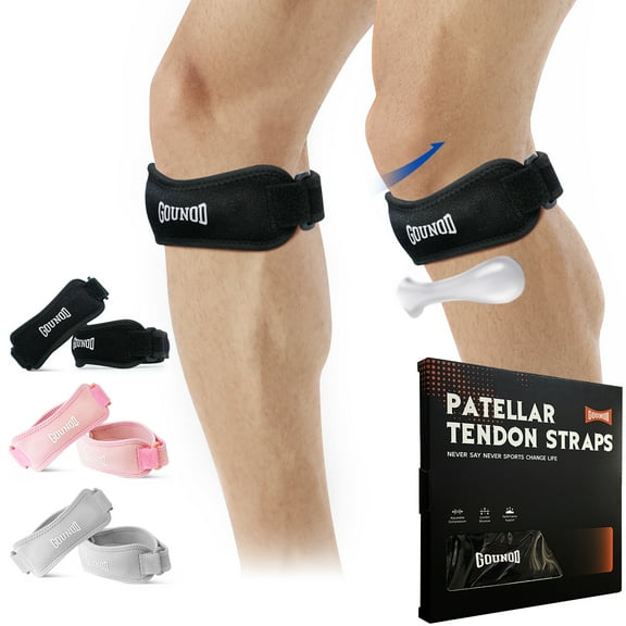 GOUNOD 2 pack Knee Pain Relief & Patella Stabilizer Knee Strap,Patellar Tendon Support Strap for Soccer Running Hiking