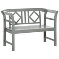 thumbnail image 1 of Outsunny Wooden Bench w/ Stylish Pattern Backrest, Loveseat Chair, Gray, 1 of 10