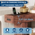 thumbnail image 3 of 63-Inch Farmhouse Entryway Table with Charging Station & Storage - 2-Tier Narrow Console Table for Hallway, Living Room & Foyer, Brown, 3 of 7